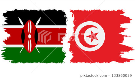 Tunisia and Kenya grunge flags connection vector 133860059