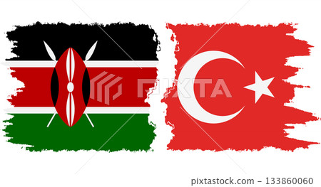 Turkey and Kenya grunge flags connection vector 133860060