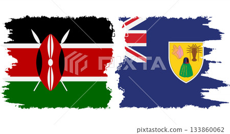 Turks and Caicos and Kenya grunge flags connection vector Turks and Caicos and Kenya grunge flags connection vector 133860062