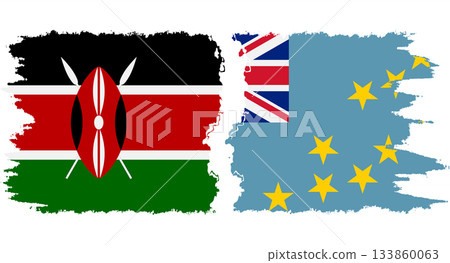 Tuvalu and Kenya grunge flags connection vector 133860063