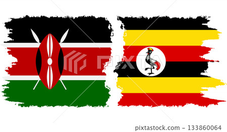Uganda and Kenya grunge flags connection vector Uganda and Kenya grunge flags connection vector 133860064