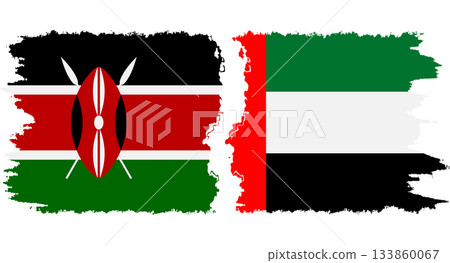 United Arab Emirates and Kenya grunge flags connection vector 133860067