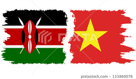 Vietnam and Kenya grunge flags connection vector 133860076