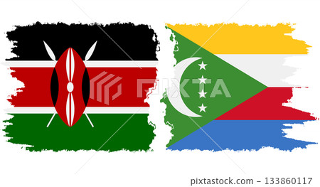 Comoros and Kenya grunge flags connection vector 133860117