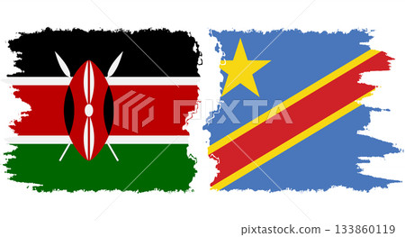 Congo - Kinshasa and Kenya grunge flags connection vector Congo - Kinshasa and Kenya grunge flags connection vector 133860119