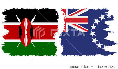 Cook Islands and Kenya grunge flags connection vector Cook Islands and Kenya grunge flags connection vector 133860120