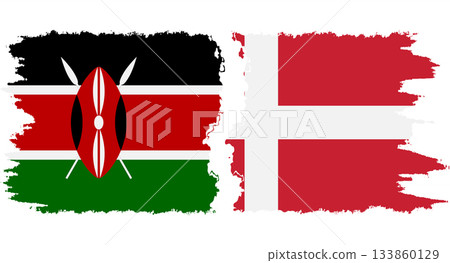 Denmark and Kenya grunge flags connection vector 133860129