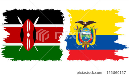 Ecuador and Kenya grunge flags connection vector 133860137