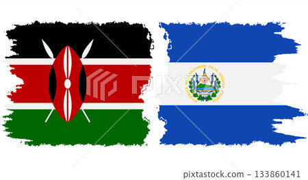 El Salvador and Kenya grunge flags connection vector El Salvador and Kenya grunge flags connection vector 133860141