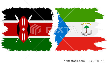 Equatorial Guinea and Kenya grunge flags connection vector 133860145