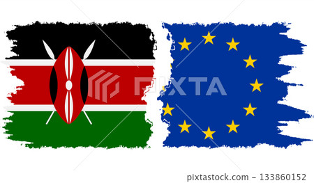 EU and Kenya grunge flags connection vector 133860152