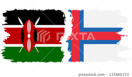 Faroe Islands and Kenya grunge flags connection vector 133860153