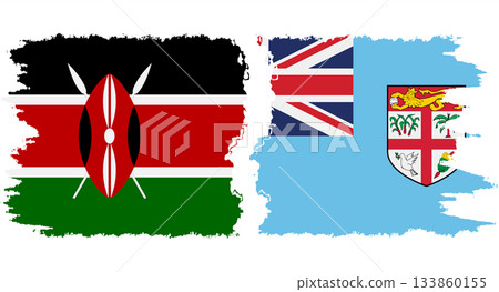 Fiji and Kenya grunge flags connection vector Fiji and Kenya grunge flags connection vector 133860155