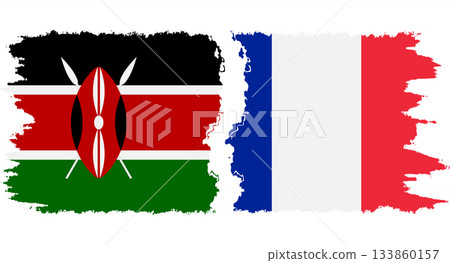 France and Kenya grunge flags connection vector France and Kenya grunge flags connection vector 133860157