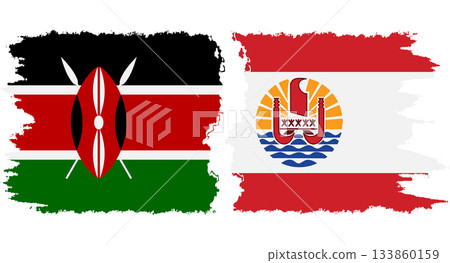 French Polynesia and Kenya grunge flags connection vector 133860159