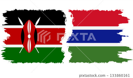 Gambia and Kenya grunge flags connection vector 133860161