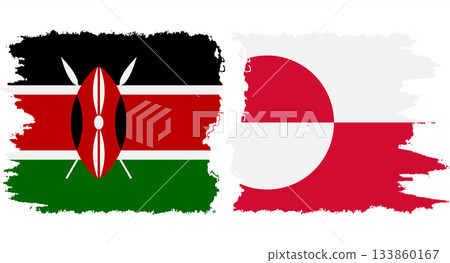 Greenland and Kenya grunge flags connection vector 133860167