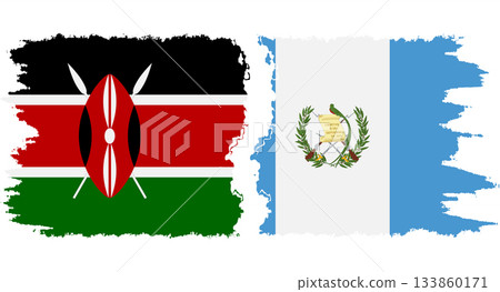 Guatemala and Kenya grunge flags connection vector 133860171
