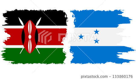 Honduras and Kenya grunge flags connection vector 133860176