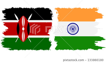 India and Kenya grunge flags connection vector India and Kenya grunge flags connection vector 133860180
