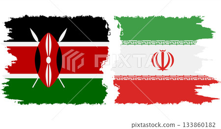 Iran and Kenya grunge flags connection vector 133860182