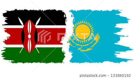Kazakhstan and Kenya grunge flags connection vector 133860192