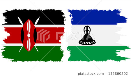 Lesotho and Kenya grunge flags connection vector Lesotho and Kenya grunge flags connection vector 133860202