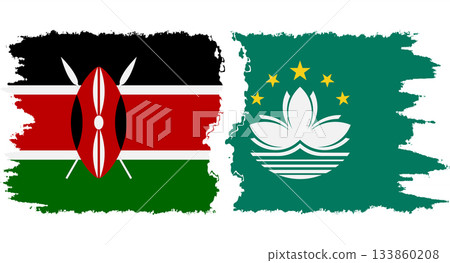 Macau and Kenya grunge flags connection vector 133860208