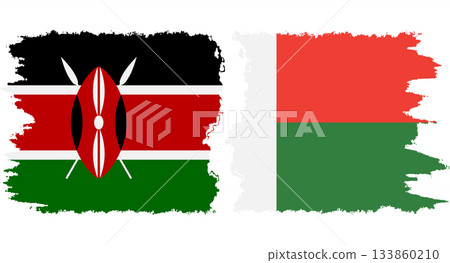 Madagascar and Kenya grunge flags connection vector 133860210