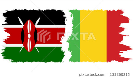Mali and Kenya grunge flags connection vector 133860215