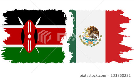 Mexico and Kenya grunge flags connection vector 133860221
