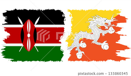 Bhutan and Kenya grunge flags connection vector Bhutan and Kenya grunge flags connection vector 133860345