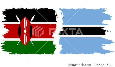 Botswana and Kenya grunge flags connection vector 133860349