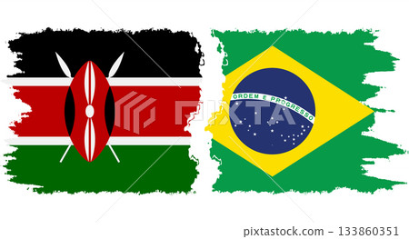 Brazil and Kenya grunge flags connection vector 133860351