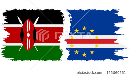 Cape Verde and Kenya grunge flags connection vector 133860361