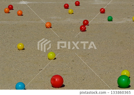 Many colorful balls in the playground Sports day 133860365