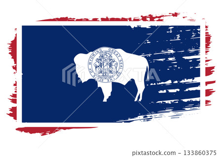 Wyoming US flag, wide brush stroke on transparent background vector Wyoming US flag, wide brush stroke on transparent background vector 133860375