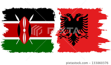 Albania and Kenya grunge flags connection vector 133860376