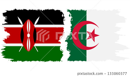 Algeria and Kenya grunge flags connection vector 133860377