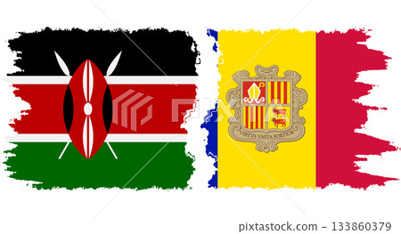 Andorra and Kenya grunge flags connection vector 133860379