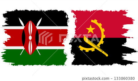 Angola and Kenya grunge flags connection vector 133860380