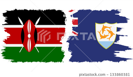 Anguilla and Kenya grunge flags connection vector Anguilla and Kenya grunge flags connection vector 133860381