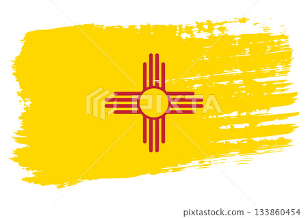 New Mexico US flag, wide brush stroke on transparent background vector 133860454