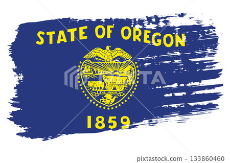 Oregon US flag, wide brush stroke on transparent background vector 133860460