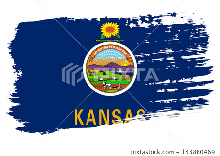 Kansas US flag, wide brush stroke on transparent background vector Kansas US flag, wide brush stroke on transparent background vector 133860469
