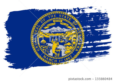 Nebraska US flag, wide brush stroke on transparent background vector 133860484