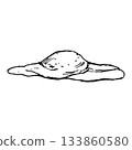 Hand-drawn vector of a molten mozzarella portion spreading into a low dome. Suitable for cheese ingredient graphics, pizza toppings, lasagna recipes, rustic menus and snack packaging Hand-drawn vector of a molten mozzarella portion spreading into a low dome. Suitable for cheese ingredient graphics, pizza toppings, lasagna recipes, rustic menus and snack packaging 133860580