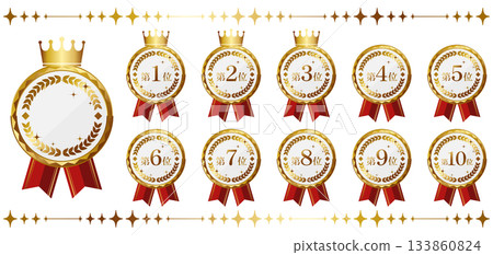 A luxurious ranking emblem set from 1st to 10th place 133860824