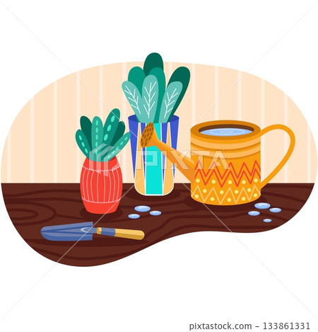 Green plant for home garden vector flower care Green plant for home garden vector flower care 133861331