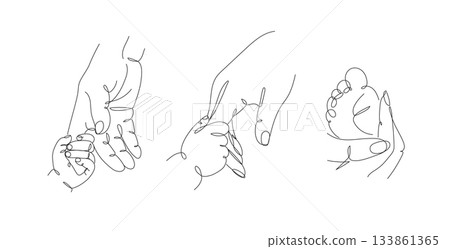 Mother hold child finger hand foot illustration light Mother hold child finger hand foot illustration light 133861365